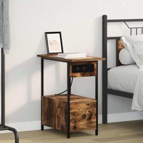 Armario de Noche con cajón Roble ahumado 60 x 30 x 61 cm