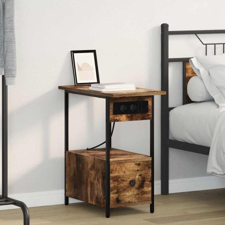 Armario de Noche con cajón Roble ahumado 60 x 30 x 61 cm