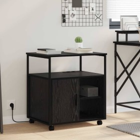 Armario de Oficina con Estación de Carga con rueda Roble negro