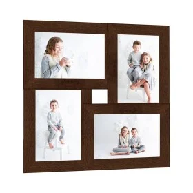 Collage photo frame for 4 photos of 10x15 cm in dark brown MDF. by vidaXL, Photo frames - Ref: Foro24-332770, Price: 16,94 €,...