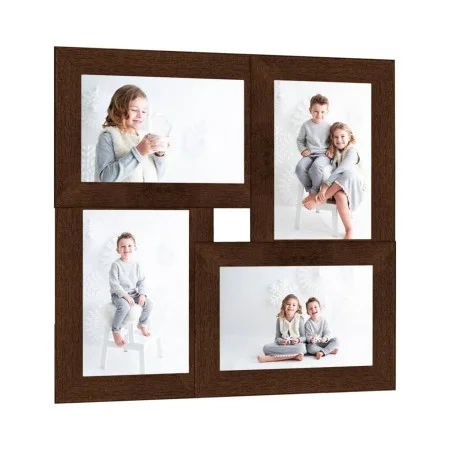Collage photo frame for 4 photos of 10x15 cm in dark brown MDF. by vidaXL, Photo frames - Ref: Foro24-332770, Price: 16,94 €,...