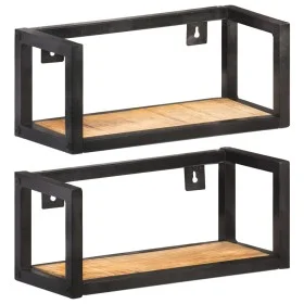 Estantes de pared 2 unidades 40 cm madera de mango rugosa de vidaXL, Estantes y estanterías - Ref: Foro24-320667, Precio: 51,...