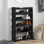 Mueble zapatero madera contrachapada negro 60x25x100 cm