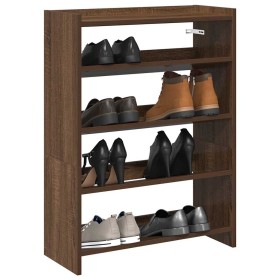 Mueble zapatero madera contrachapada marrón roble 60x25x81 cm