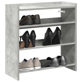 Mueble zapatero madera contrachapada gris hormigón 60x25x62 cm