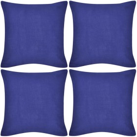 4 fundas para cojines azul de algodón 40x40 cm