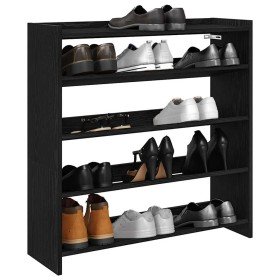 Mueble zapatero madera contrachapada negro 80x25x81 cm
