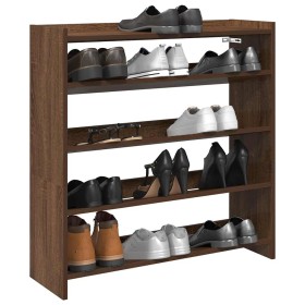Mueble zapatero madera contrachapada marrón roble 80x25x81 cm