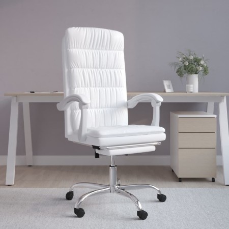 Silla de oficina reclinable cuero sintético blanco de vidaXL, Sillas de oficina - Ref: Foro24-349658, Precio: 115,81 €