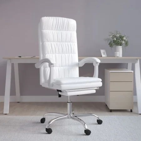 Silla de oficina reclinable cuero sintético blanco de vidaXL, Sillas de oficina - Ref: Foro24-349658, Precio: 119,10 €, Descu...