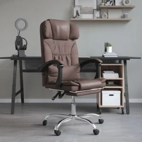Brown synthetic leather massage reclining office chair by vidaXL, Office chairs - Ref: Foro24-349744, Price: 131,83 €, Discou...