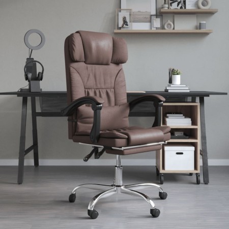 Silla de oficina reclinable masaje cuero sintético marrón de vidaXL, Sillas de oficina - Ref: Foro24-349744, Precio: 135,50 €...