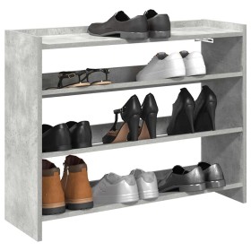 Mueble zapatero madera contrachapada gris hormigón 80x25x62 cm