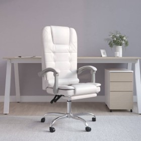 Silla de oficina reclinable masaje cuero sintético blanco de vidaXL, Sillas de oficina - Ref: Foro24-349672, Precio: 118,34 €...