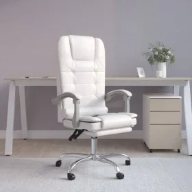 White synthetic leather massage reclining office chair by vidaXL, Office chairs - Ref: Foro24-349672, Price: 116,79 €, Discou...