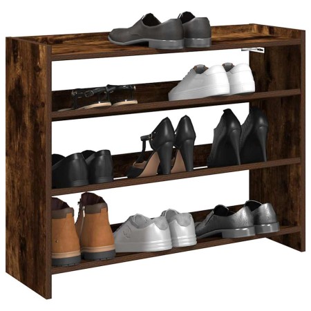 Zapatero madera contrachapada roble ahumado 80x25x62 cm