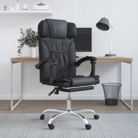 Silla de oficina reclinable masaje cuero sintético negro