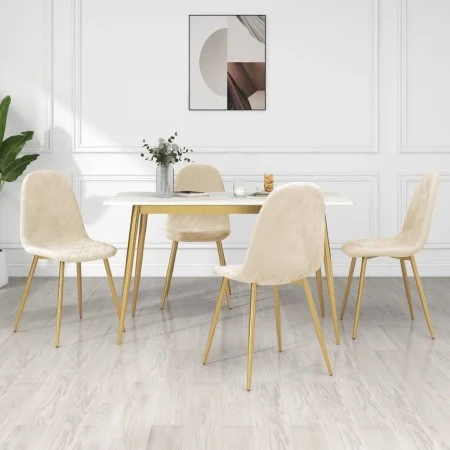 Sillas de comedor 4 unidades terciopelo blanco crema de vidaXL, Sillas de comedor - Ref: Foro24-325688, Precio: 243,49 €, Des...
