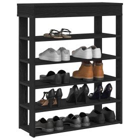 Mueble zapatero de madera de ingeniería negro 80x30x98 cm