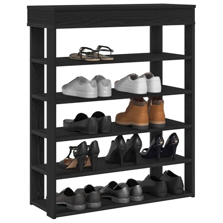 Mueble zapatero de madera de ingeniería negro 80x30x98 cm