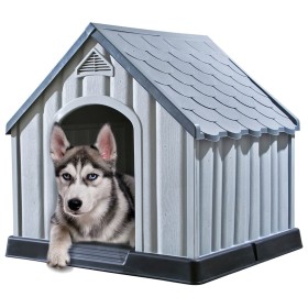 Caseta para perros gris 92x87x91 cm plástico