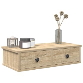 Estante de pared con cajones madera contrachapada roble sonoma