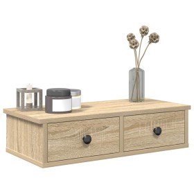Estante de pared con cajones madera contrachapada roble sonoma