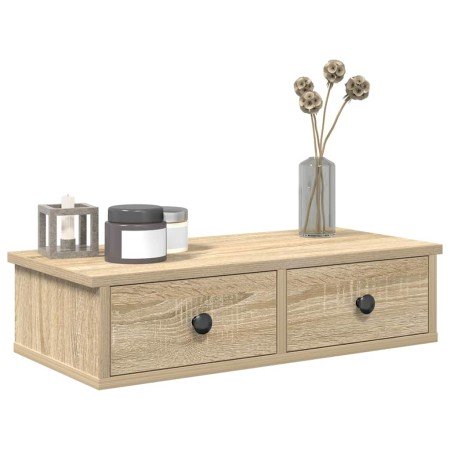 Estante de pared con cajones madera contrachapada roble sonoma en Estantes y estanterías | Comprar online en Foro24