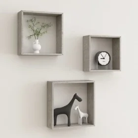 Cube wall shelves 3 units concrete gray by vidaXL, Shelves and shelves - Ref: Foro24-326721, Price: 32,26 €, Discount: %