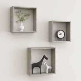 Wand-Cube-Regale 3 Einheiten Betongrau von vidaXL, Regale und Regale - Ref: Foro24-326721, Preis: 32,91 €, Rabatt: %