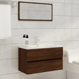 2-teiliges Badezimmermöbel-Set aus eichenbraunem Sperrholz von vidaXL, Badezimmermöbel - Ref: Foro24-815740, Preis: 63,77 €, ...