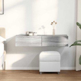 Estante de pared con cajones madera contrachapada sonoma gris en Estantes y estanterías | Comprar online en Foro24