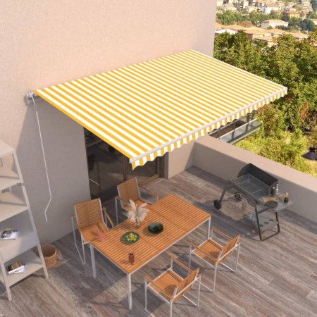 Yellow and white automatic retractable awning 500x350 cm by vidaXL, Awnings - Ref: Foro24-3069028, Price: 483,85 €, Discount: %