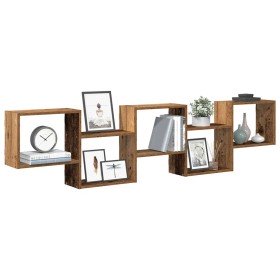Estante cubo de pared 5 compartimentos madera envejecida en Estantes y estanterías | Comprar online en Foro24