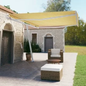 Toldo de pie automático amarillo y blanco 500x350 cm by vidaXL, Awnings - Ref: Foro24-3069668, Price: 624,66 €, Discount: %