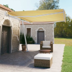 Toldo de pie automático amarillo y blanco 500x350 cm