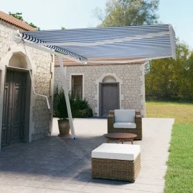 Blue and white automatic standing awning 500x350 cm by vidaXL, Awnings - Ref: Foro24-3069666, Price: 628,67 €, Discount: %