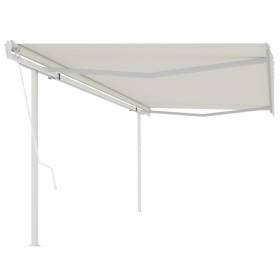 Automatic retractable awning with cream posts 5x3.5 m by vidaXL, Awnings - Ref: Foro24-3070067, Price: 596,06 €, Discount: %