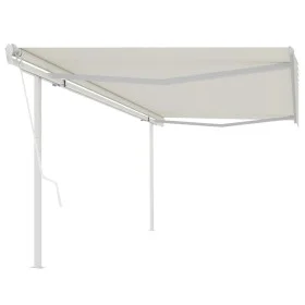 Automatic retractable awning with cream posts 5x3.5 m by vidaXL, Awnings - Ref: Foro24-3070067, Price: 598,37 €, Discount: %