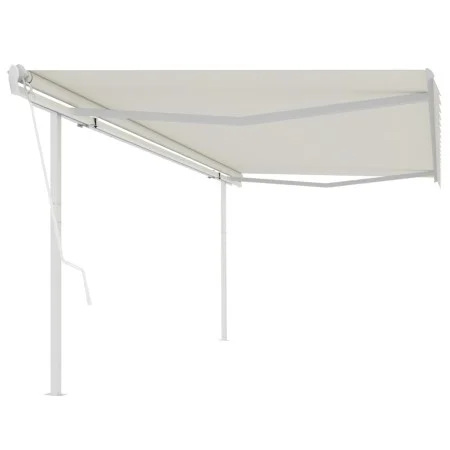 Automatic retractable awning with cream posts 5x3.5 m by vidaXL, Awnings - Ref: Foro24-3070067, Price: 598,37 €, Discount: %