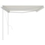 Toldo retráctil automático con postes crema 5x3,5 m