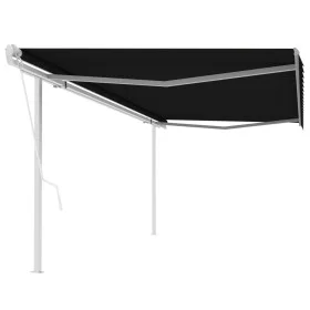 Automatic retractable awning with anthracite gray poles 5x3.5 m by vidaXL, Awnings - Ref: Foro24-3070069, Price: 698,58 €, Di...