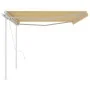 Automatic retractable awning with yellow and white poles 5x3.5 m by vidaXL, Awnings - Ref: Foro24-3070068, Price: 594,56 €, D...