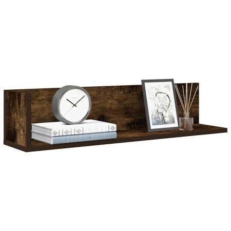 Estantes de pared 2 uds madera roble ahumado 75x16,5x16,5 cm