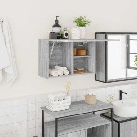 Armario de pared baño madera ingeniería gris Sonoma 60x25x40 cm en Tocadores de baño | Comprar online en Foro24