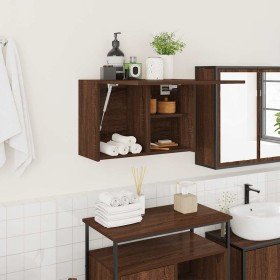 Mueble de pared baño madera ingeniería roble marrón 60x25x40 cm en Tocadores de baño | Comprar online en Foro24