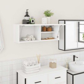 Mueble de pared de baño madera ingeniería blanco 80x25x30 cm en Tocadores de baño | Comprar online en Foro24