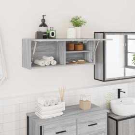 Armario de pared baño madera ingeniería gris Sonoma 80x25x30 cm