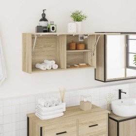 Mueble de pared baño madera ingeniería roble sonoma 80x25x40 cm en Tocadores de baño | Comprar online en Foro24