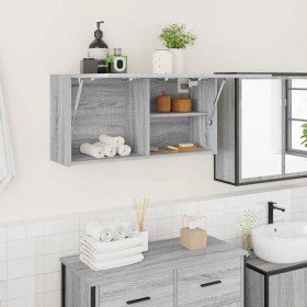 Armario de pared baño madera ingeniería gris sonoma 80x25x40 cm